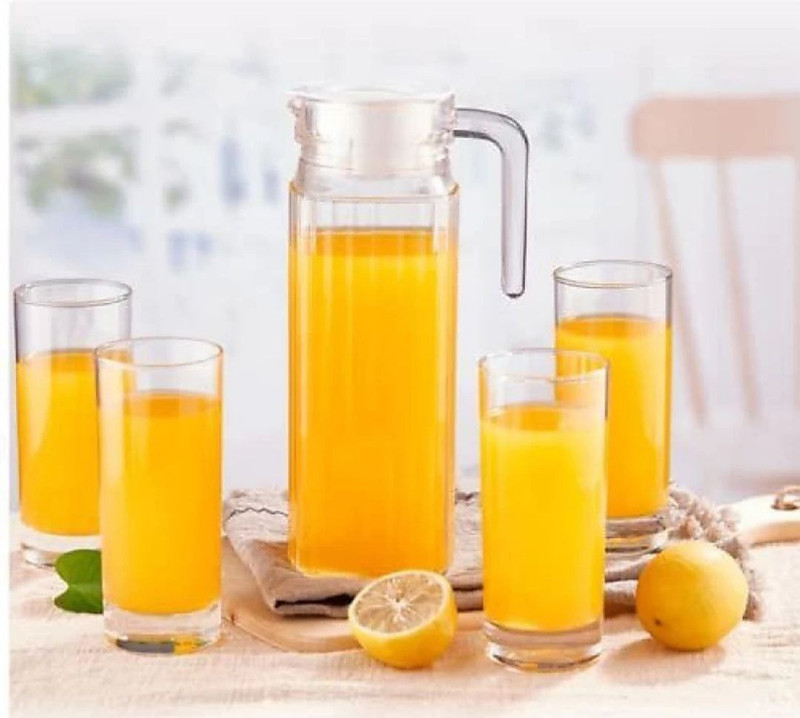 S1Store glass linning jug 1.2 litter and round shape glass set 250 ml Jug Glass Set(glass)