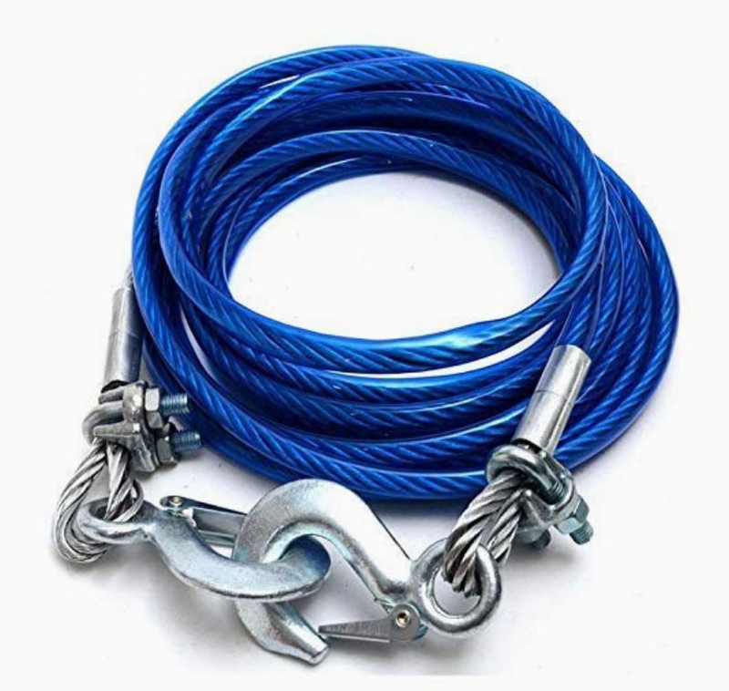 RohanEshop Car Towing Strong Emergency Tow Cable Rope with Dual Forged Hooks 4 meter Long 4 m Towing Cable(Stainless Steel, 3000 kg Pull Capacity)