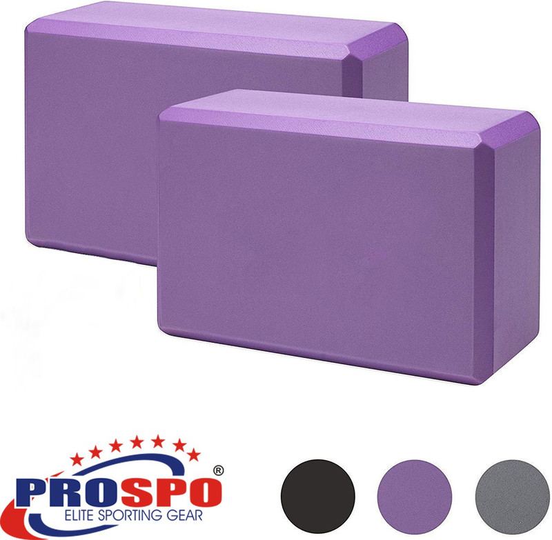 PROSPO Yoga Blocks EVA Foam Blocks to Support and Deepen Poses, 2 Pcs Set Yoga Blocks(Purple Pack of 2)
