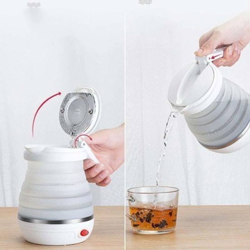 DN BROTHERS Foldable Electric Travel Kettle Voltage and Rapid Boil Food Grade Silicon Beverage Maker(0.6 L, Multicolor)