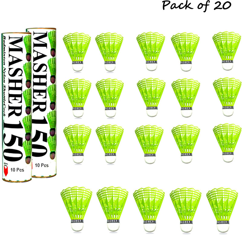 Cad Best quality badminton shuttlecock (Pack of 20) Feather Shuttle  - Green(Medium, 77, Pack of 20)