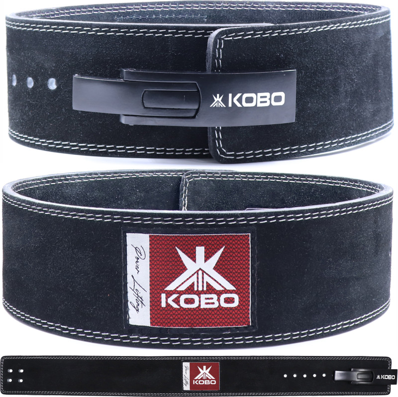 KOBO Leather Power Lifting Lever Belt Back / Lumbar Support(Black)