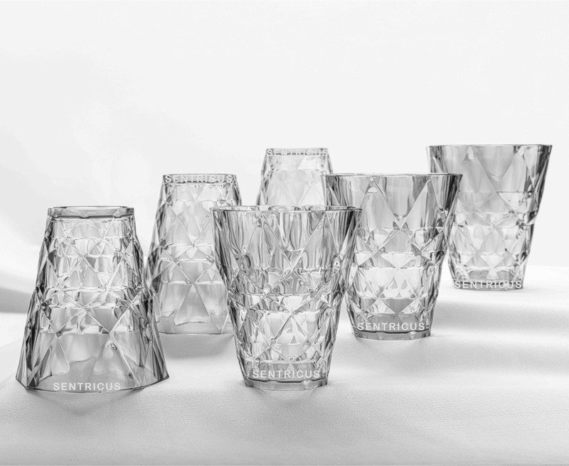Sentricus (Pack of 12) Plastic Water Juice Wine Beer Glass Set Of 12 Glass Set Water/Juice Glass(300 ml, Plastic, Clear)