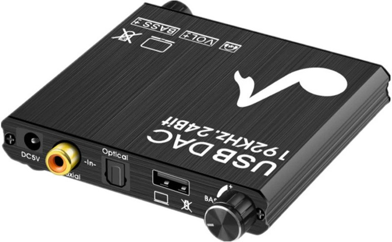 microware High Speed 192Khz 24Bit DAC USB Digital To Analog Audio Converter Convertor 1 W AV Control Amplifier(Black)