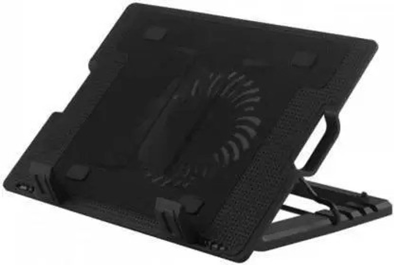 KCBLTRADERS Foldable Laptop Stand Lightweight Portable Stand for Laptop 2 Fan Ergonomic Cooling Pad with Adjustable Height(Black)