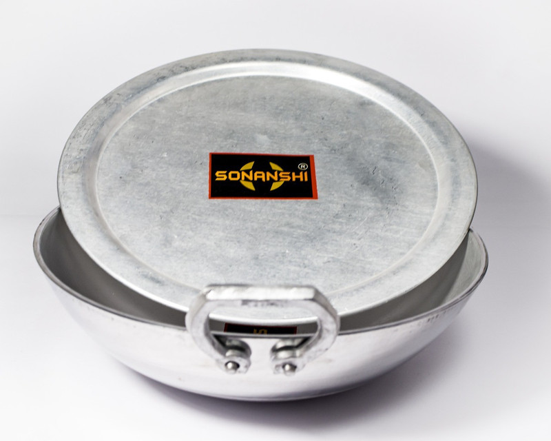 Sonanshi Aluminium Kadhai/Pan without Handle for Cooking Kadhai 22.87 cm diameter 1.4 L capacity(Aluminium)