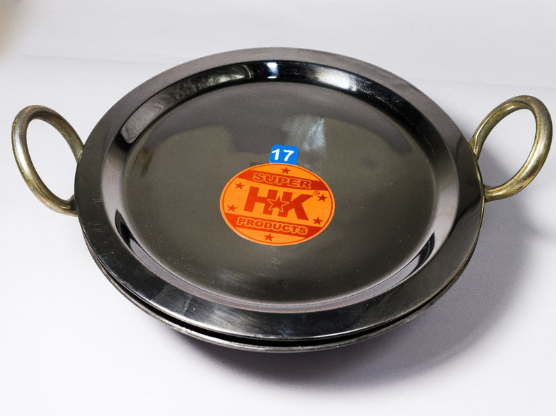Super HK Iron/loha Silver Kadhai Ideal for Cooking/Frying with Stainless Steel LID Kadhai 25.4 cm diameter with Lid 1.8 L capacity(Iron, Stainless Steel)