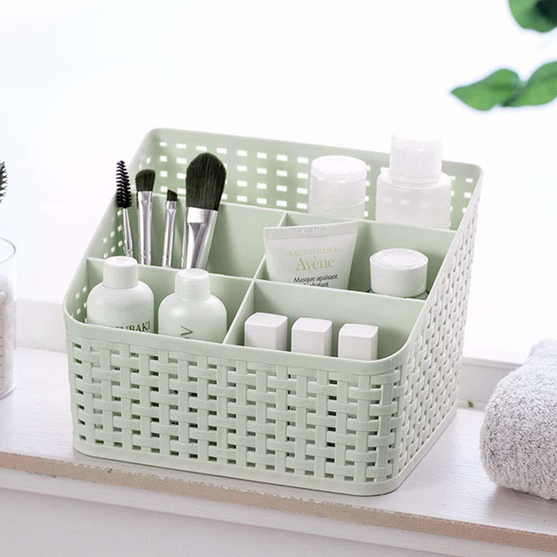 EBOFAB Plastic 5 Section Multipurpose Desk Organizer Stationary Storage Stand Cosmetic Box Storage Basket(Pack of 1)