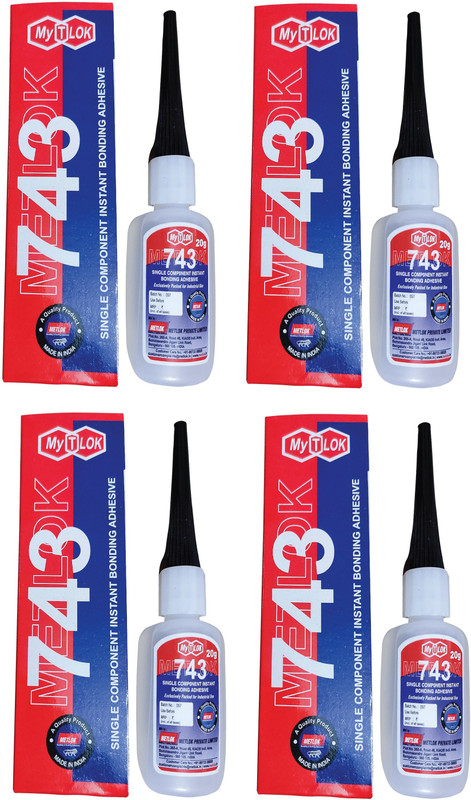Metlok Super Bond 743 Fast Strongest Bonding Adhesive | Pack of 4 x 20 g Adhesive(80 g)