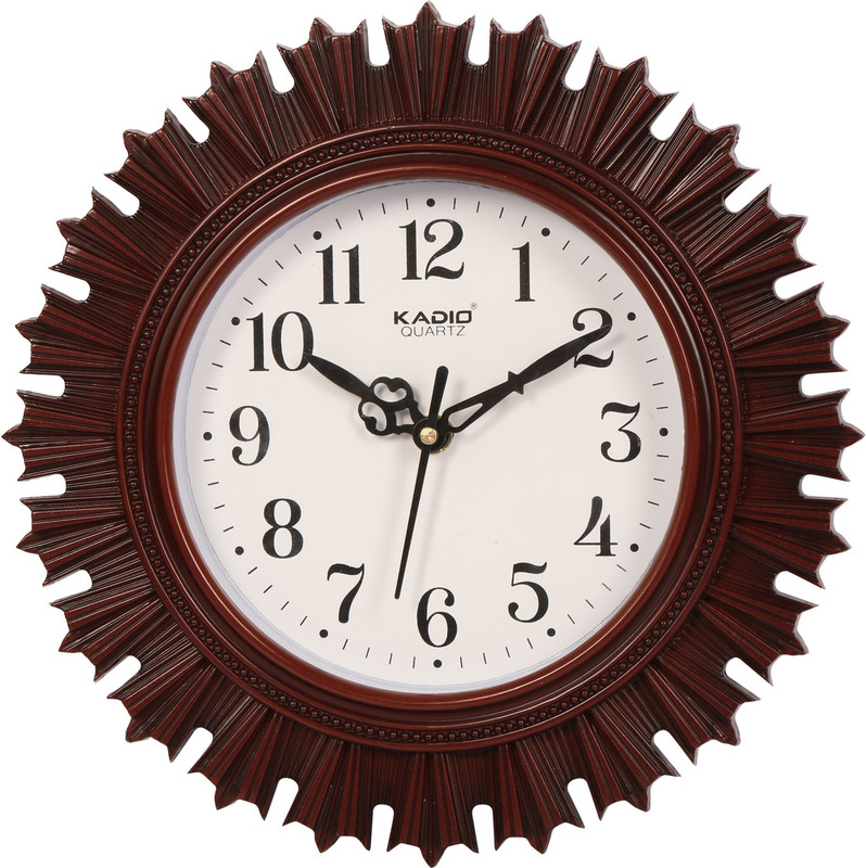 Kadio Analog 24.5 cm X 24.5 cm Wall Clock(Maroon, With Glass, Standard)