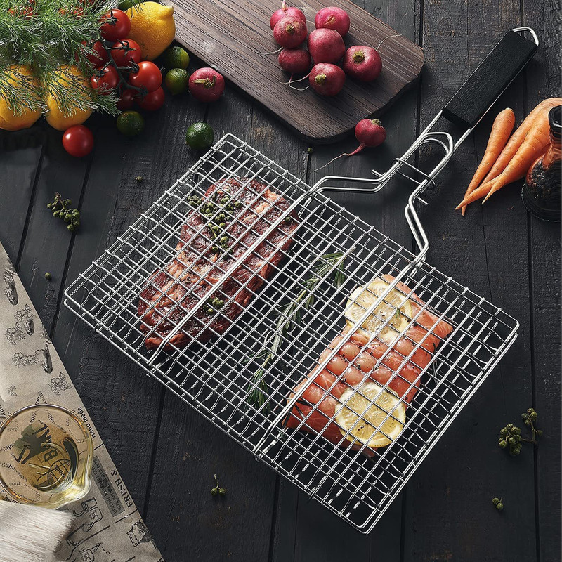 Onprix Portable Barbecue Roast Grilling Tray BBQ Grill Net Basket 1 kg Roaster(Silver)