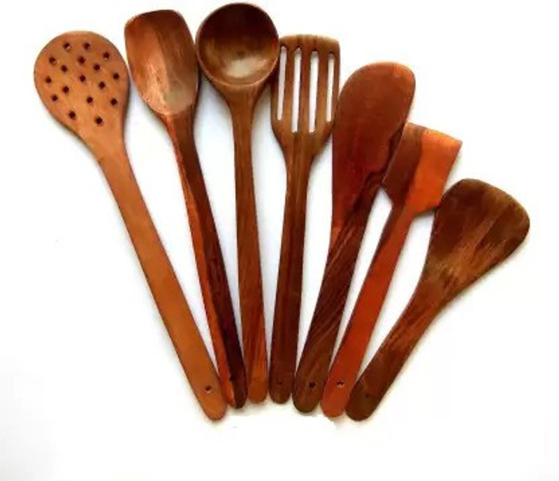 Noshy Enterprises Wooden Ladle(Pack of 7)
