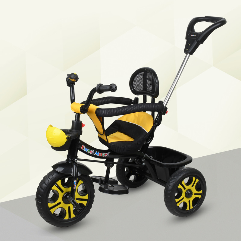 TOYSHOPPEE Tricycle with Cushioned Seat, Storage Basket and Safety Belt for Toddlers TRIKE|TRICYCLE|KIDS CYCLE 1-5 YEARS AGE KIDS Tricycle(Yellow)