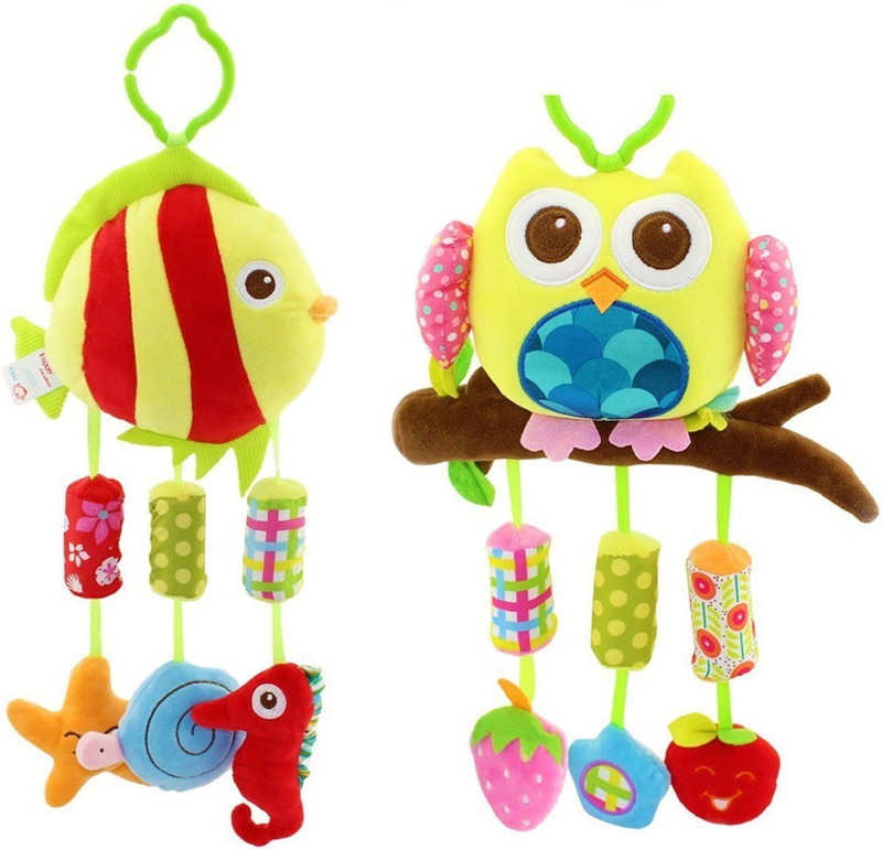 b4baby Baby Crib & Stroller Plush Playing Toy Car Hanging Rattles (Shark) Rattle(Multicolor)