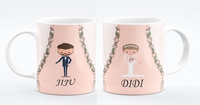 THE CLICK INDIA Queen Didi King Jiju Ceramic Coffee/Tea For Couple/Didi Jiju Best Gift For Birthday/Wedding/Anniversary Microwave Safe-330 ml Ceramic Coffee Mug(330 ml, Pack of 2)