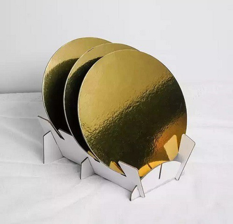 Rvs fantastikitchen store 10 INCH Round Flower Cut Cake Board Paper Cake Server (Gold, Pack of 50) Paper Cake Server(Gold, Pack of 50)