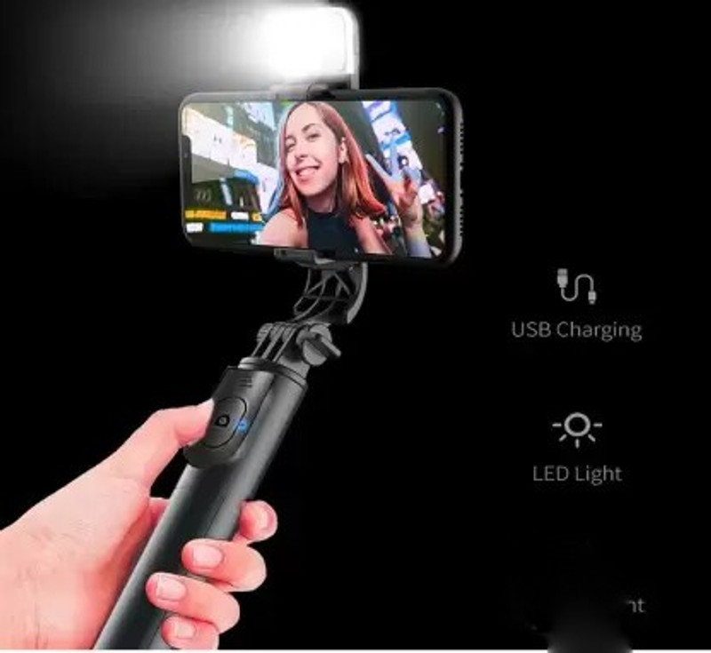 Mobtude 3 in 1 Multifunctional Foldable Extendable Tripod Tripod Kit(Black, Supports Up to 500 g)