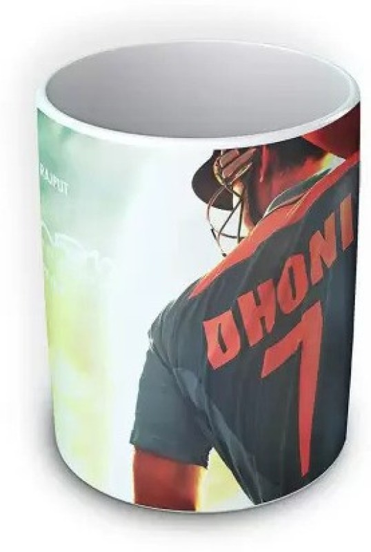 GIFTMART Ms Dhoni mug Cricket Fan Art , Captain Cool Mahi CSK Chenai Super King dhoni Cup Ceramic Coffee Mug(350 ml)