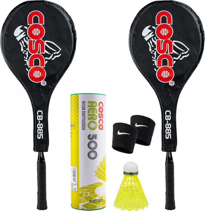 COSCO CB-885 Aluminium Frame And Aero 500 Shuttle Box and Wrist Band Badminton Kit