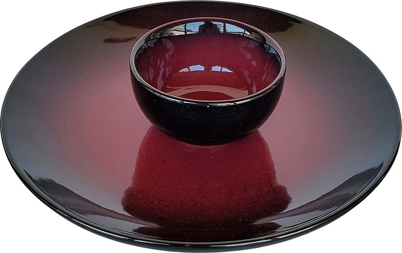 Pure Source India Pack of 4 Ceramic Stoneware Dinner Plate with Bowl 10 inch Dinner Set(Multicolor, Microwave Safe)
