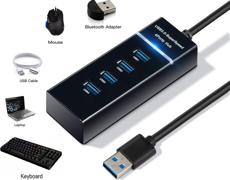 POZUB Extension Charging Switch Board USB Hub Cable Adapter LED Indicator Electrical 3.0 Hub HighSpeed Charging Switch board 4 Port USB Hub Multiport Extension Board USB Hub, Laptop Accessory, USB Charger, USB Cable, Expansion Card, USB Flash Drive(Black)