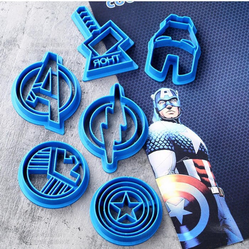 ALAMDAAR 6Pcs Avengers Superhero Cake Plastic Fondant Gumpaste Theme Biscuit Mold Fondant Cookie Cutter(Pack of 6)