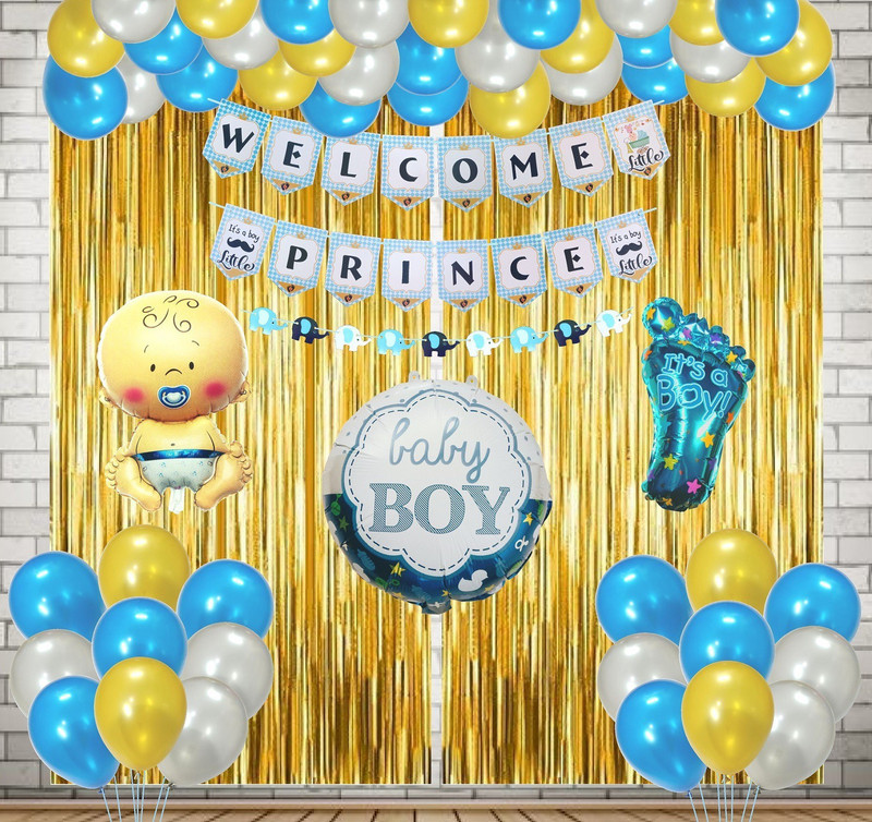 Agk Welcome Baby Decoration Kit - Welcome Baby Boy / Welcome Home Prince Decoration(Set of 36)