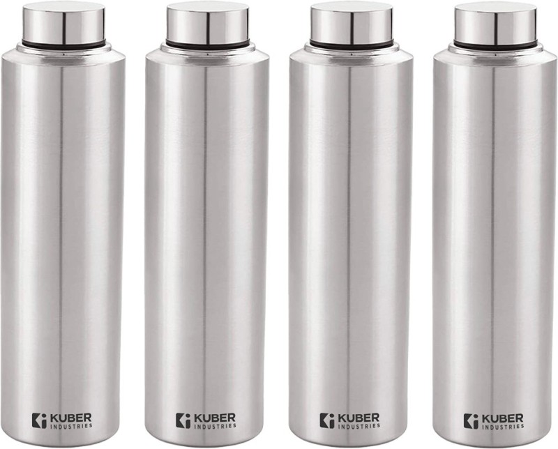 KUBER INDUSTRIES Stainless Steel Water Bottle, 100% Leak Proof, Set of 4 1000 ml Bottle(Pack of 4, Silver, Steel)