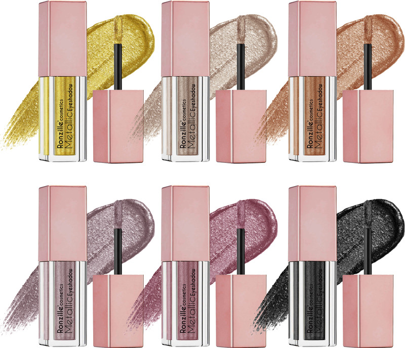 RONZILLE Waterproof Metallic Liquid Eyeshadow 36ML 36 ml(Mollen-Midnight, Diamond-Dust, Champagne, Golden-Godess, Rose Gold, Smoky Storm)
