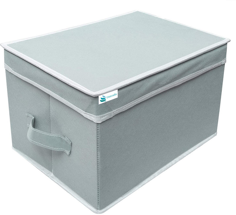 Unicrafts Storage Box Non woven Grey Storage Box for Clothes, Toy and File Organizer pack of 1 Grey Storage Box With Lid01(Grey)