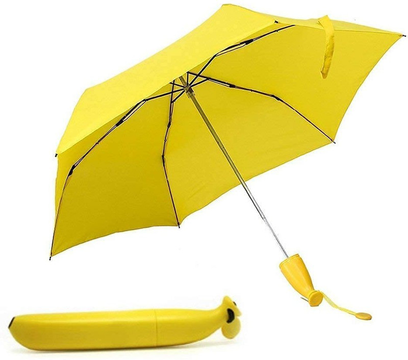 MGNLR Yellow Stylish Banana Shaped Mini Foldable Umbrella for Women Translucent Reflector Umbrella(20 cm)