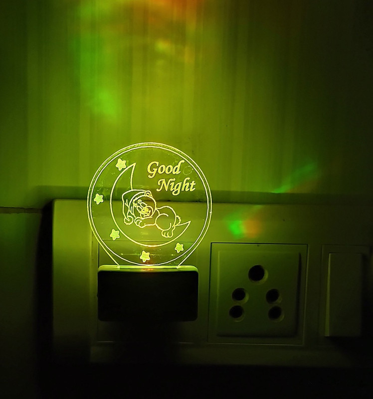 DIONA Good Night 3D LED Multi Color Changing Night Light Kids Moon Baby Sleeping Gifts Night Lamp(9 cm, Multicolor)