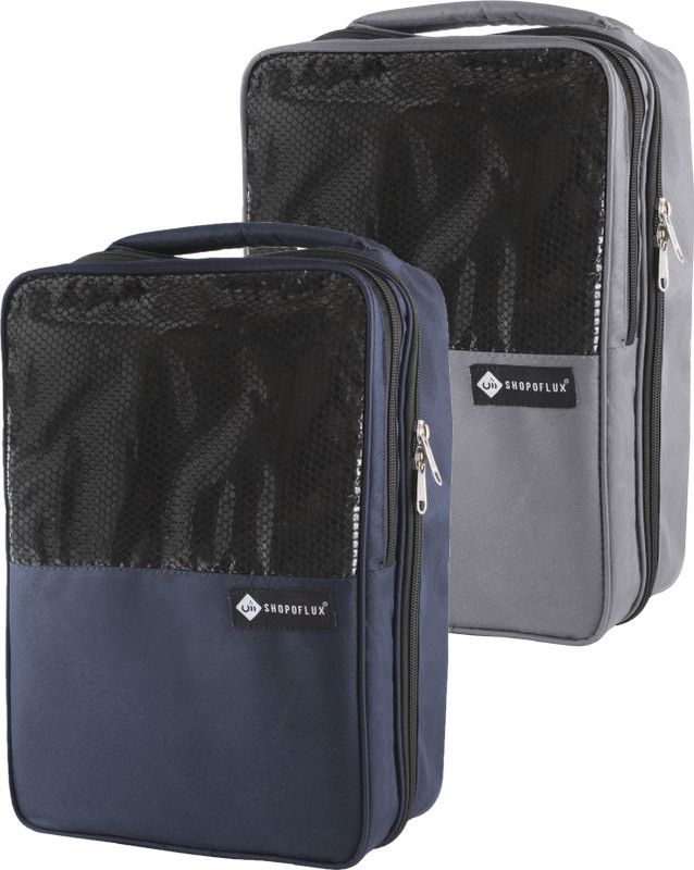 Shopoflux Shoes Bag for Travel Footwear and Slipper Organizer Pouch Pack 2 Small Travel Bag(Grey, Blue)