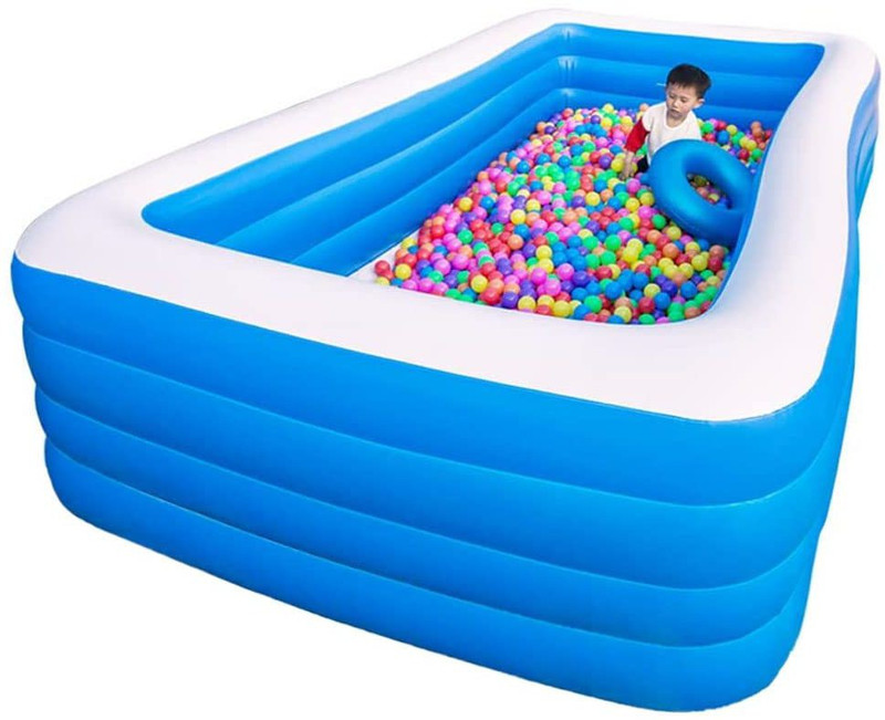 SYGA Rectangular Family Bathtub for Kids,Adults,Outdoor, Garden, Backyard, Pool Party Inflatable Swimming Pool(Blue And White)