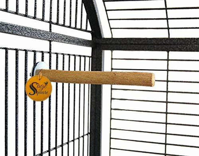 Sage Square Natural Wood Perch Toy Ideal Parrot Bird for Play and Sleep, 8-inches, 20 cm Wooden Perch, Training Aid, Stick For Bird
