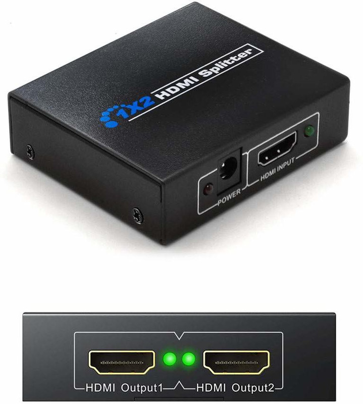 Hybite 1x2 HDMI Splitter 2 Ports, HDMI Splitter 1 in 2 Out, Supports 3D 4K x 2K 30HZ Full HD 1080P, Support Four TVs or Multi Monitor Adapter at Same Time- Media Streaming Device(Black)