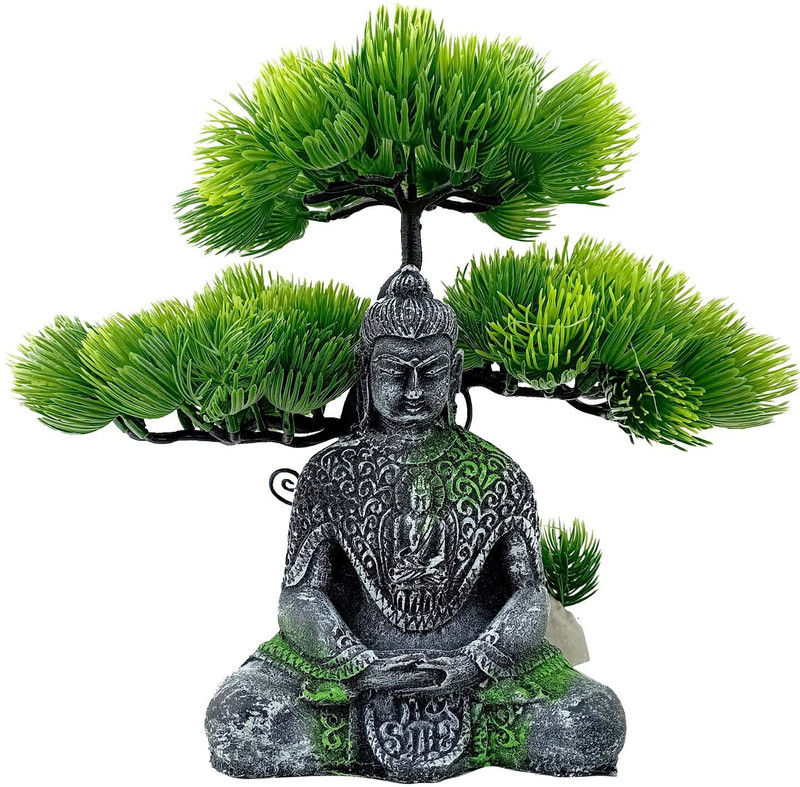 Jainsons Pet Products Meditating Buddha Statue and Artificial Plant for Aquarium Fish Tank (Pack of 2) Aquarium Plant Anchor(2 Plant Anchors)