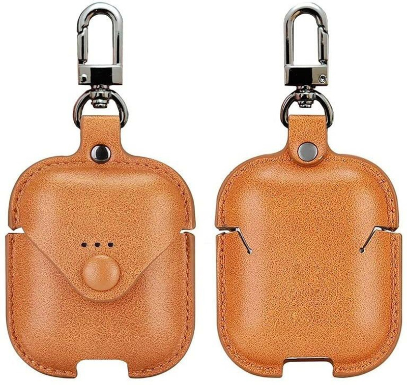 KHR Leather Press and Release Headphone Case For Boat Airdopes 131, Boat Airdopes 138(Boat Airdopes 131 / 138 Leather Case Brown)