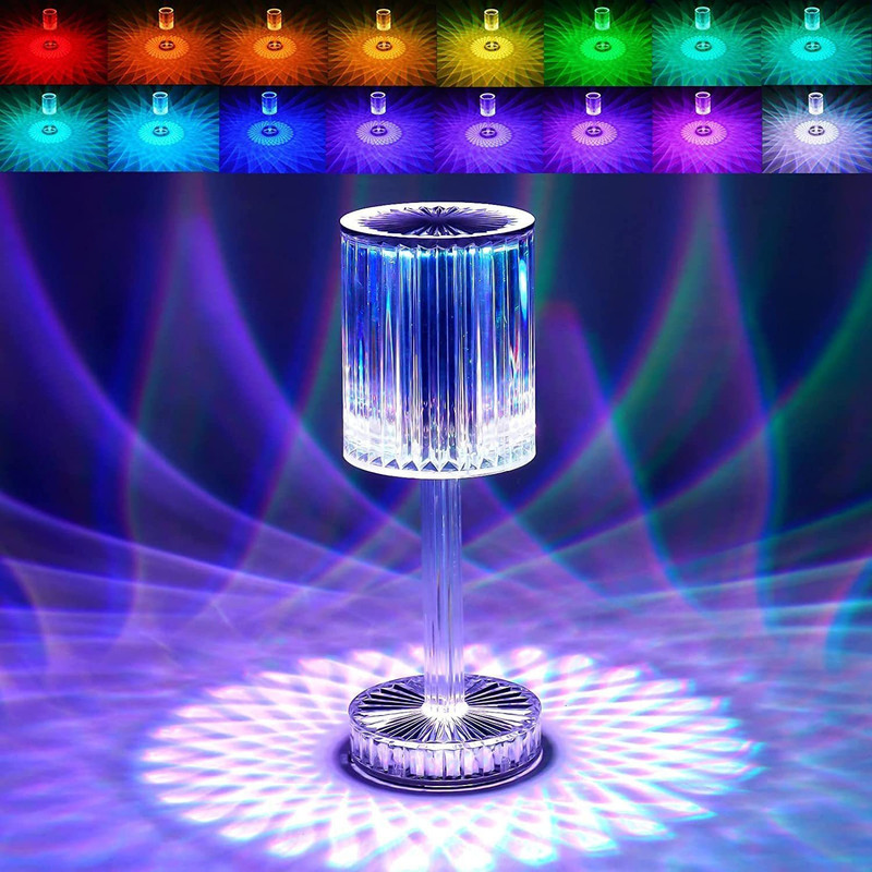 ERIZONE Crystal Table Lamp With Remote Control- Rechargeable Crystal Diamond Table Lamp Study Lamp(24.5 cm, White)
