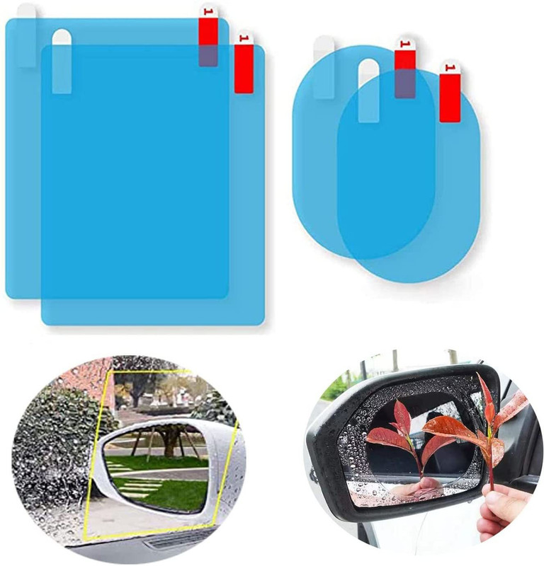 Bestrix 4 PCS HD Transparent Nano Coating Rainproof Film for Car Rear View Mirror Car Mirror Rain Blocker(Blue)