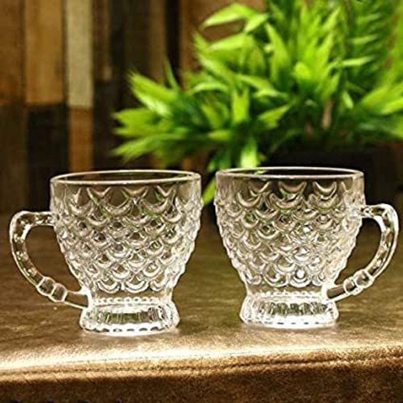 GETSOCIOM Pack of 2 Glass 170 ml Tea Cup/Coffee Cup/Green Tea cup(Clear, Cup Set)