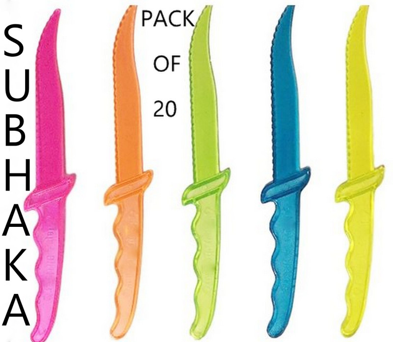 SUBHAKA 20 Pc Plastic Knife Set Plastic Cake Knife for cake cutting, puddings, cupcakes | SET OF 20 PCS |