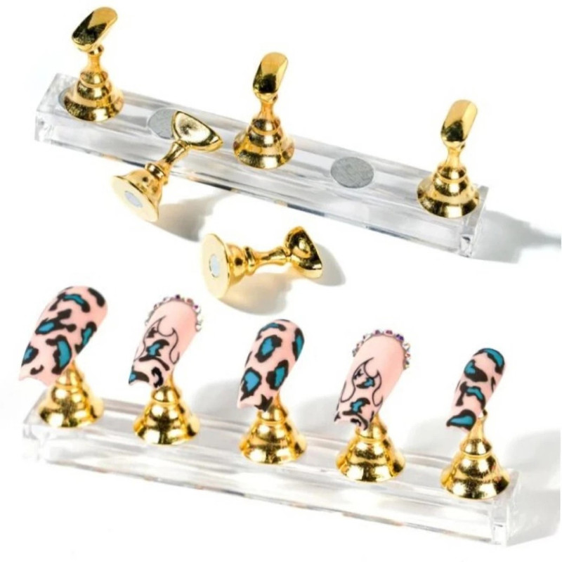 NAILSBAR Professional 5Pcs Nail Art Gel Polish Practice Display Stand Chess Board Magnetic Tips.(Multicolor)