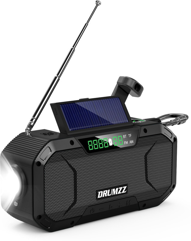 DRUMZZ Hand Crank Radio Bluetooth Speaker,Solar 7 W Bluetooth Speaker(Black, Mono Channel)