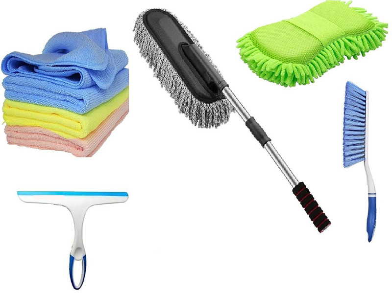 Niklace Car Cleaning Kit Full Interior and Exterior Cleaning Kit accessories (Pack of 8) Combo
