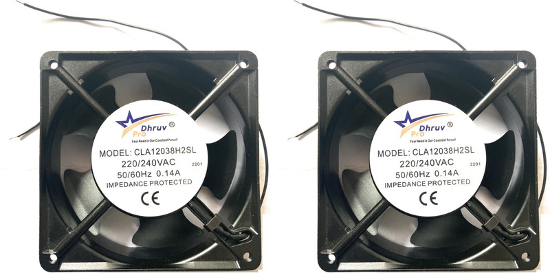 STONE-PRO 2pic 220V AC 120*120*38mm 4-inch square Exhaust brushless Fan Metal Body Cooling Fan Cabinet Cooler(Black)