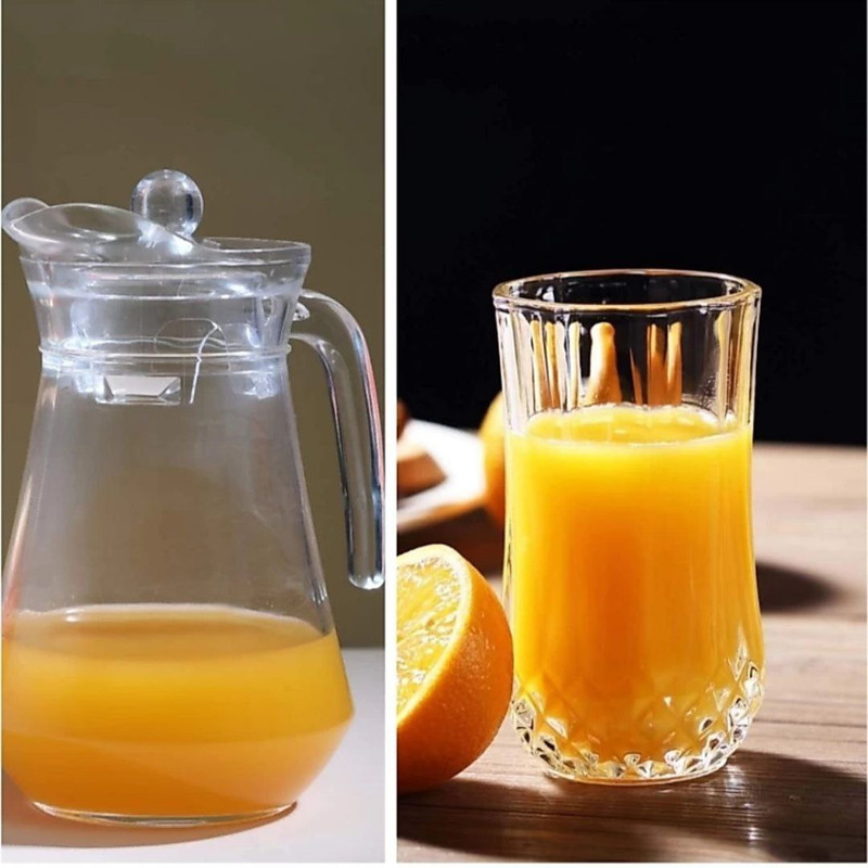 S1Store Imported Crystal Glass Carafes & Pitchers Jug (1.1 L) 6 Glass (280 ml) Jug Glass Set(glass)