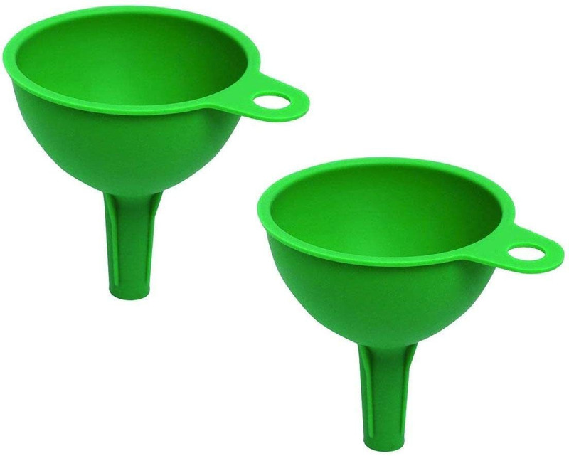 tronos Silicon Rubber Funnel for Kitchen/Oil/Water/Juice/ Silicone Funnel(Green, Pack of 2)