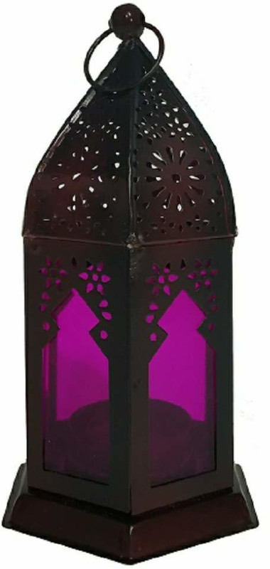 Antique collection Black, Brown, Pink Iron Hanging Lantern(17 cm X 9 cm, Pack of 1)