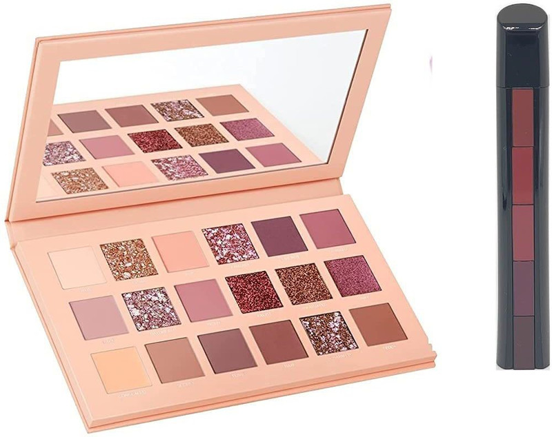 QEQEQ Beauty Nude Eyeshadow Palette With 5 in 1 Nude Lipstick